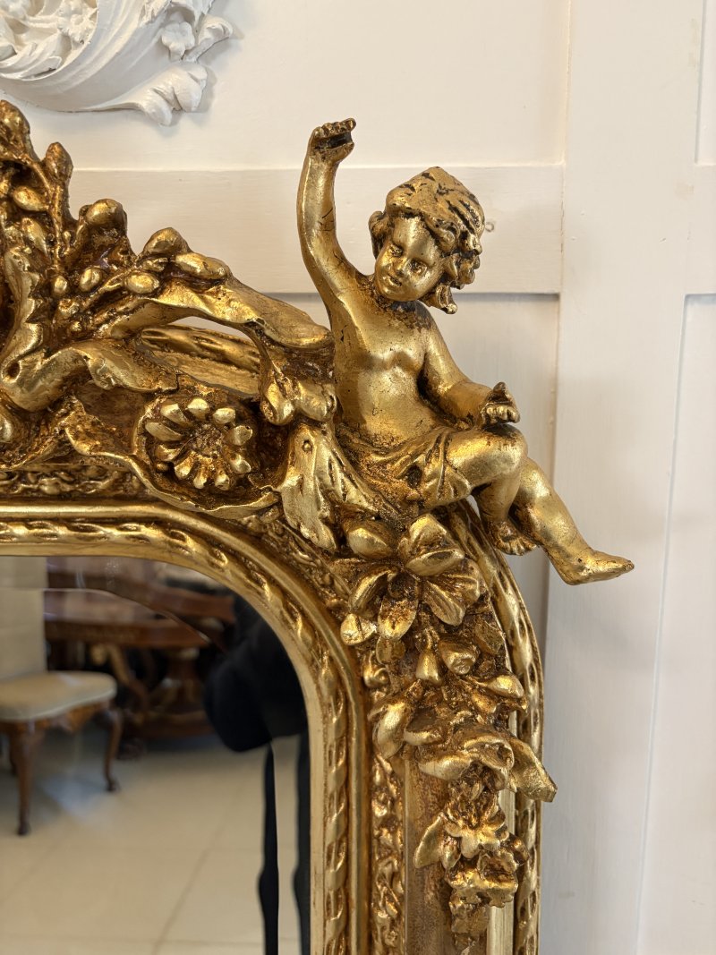 Outstanding Quality Antique Edwardian Carved Gilded Frame Wall Mirror - Image 11